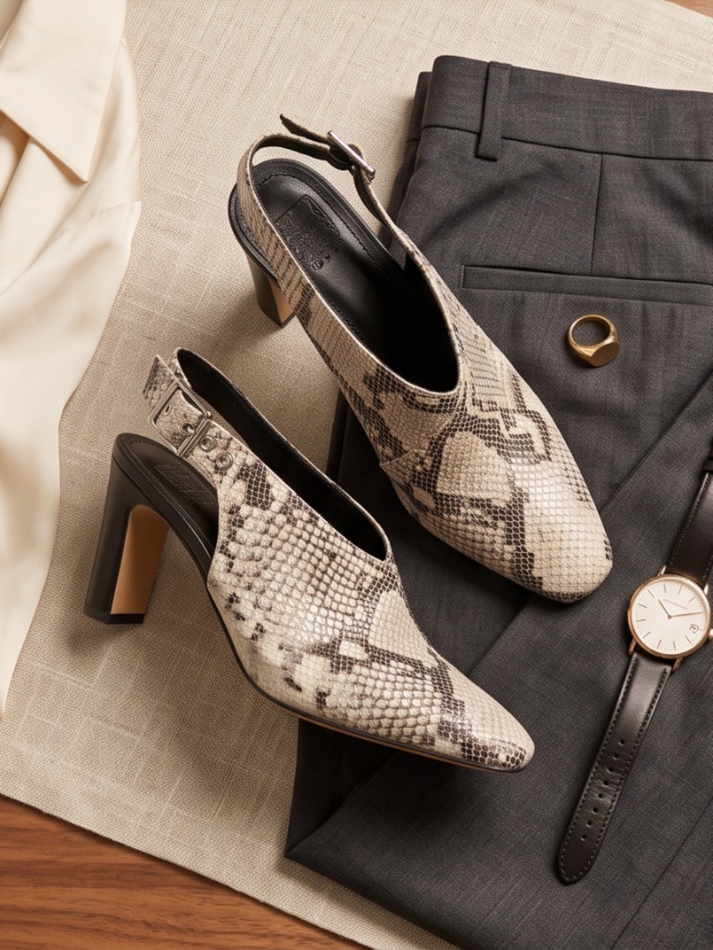 Vince Camuto Snakeskin Sling back Heels